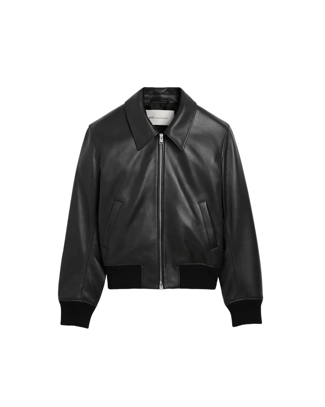 AMI PARIS - Blouson zippé en cuir d’agneau Noir - Lothaire
