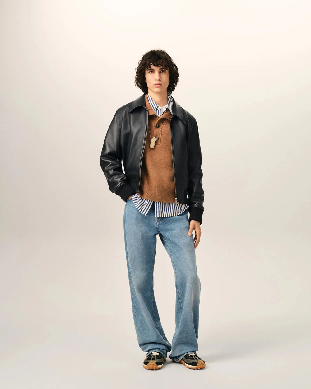 AMI PARIS - Blouson zippé en cuir d’agneau Noir - Lothaire