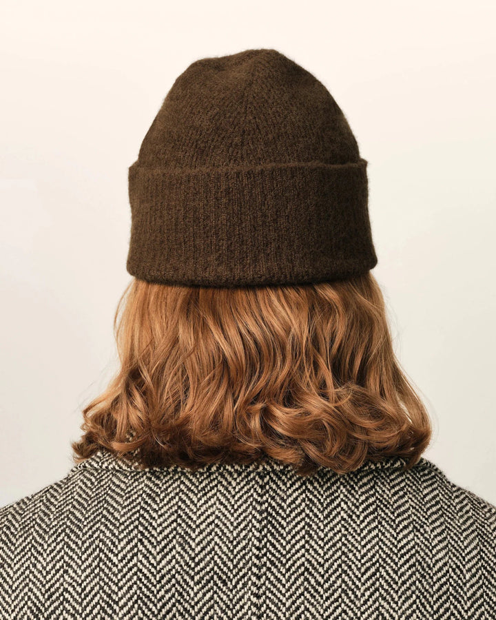 AMI PARIS - Bonnet Ami de Cœur en alpaga Marron chocolat / Écru - Lothaire