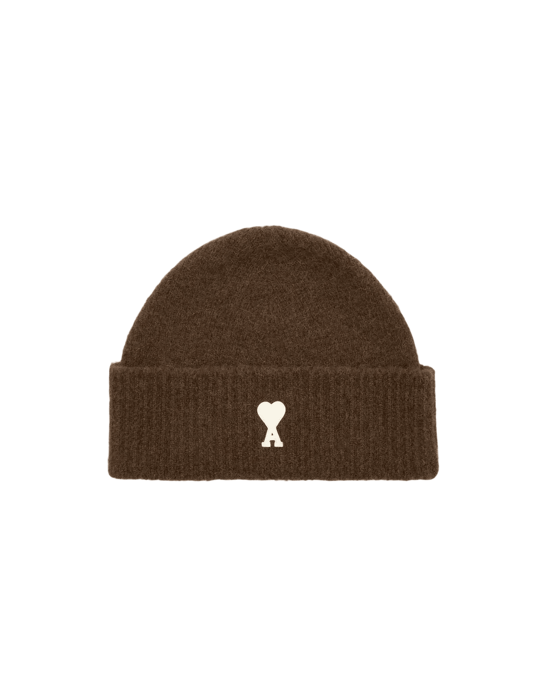 AMI PARIS - Bonnet Ami de Cœur en alpaga Marron chocolat / Écru - Lothaire