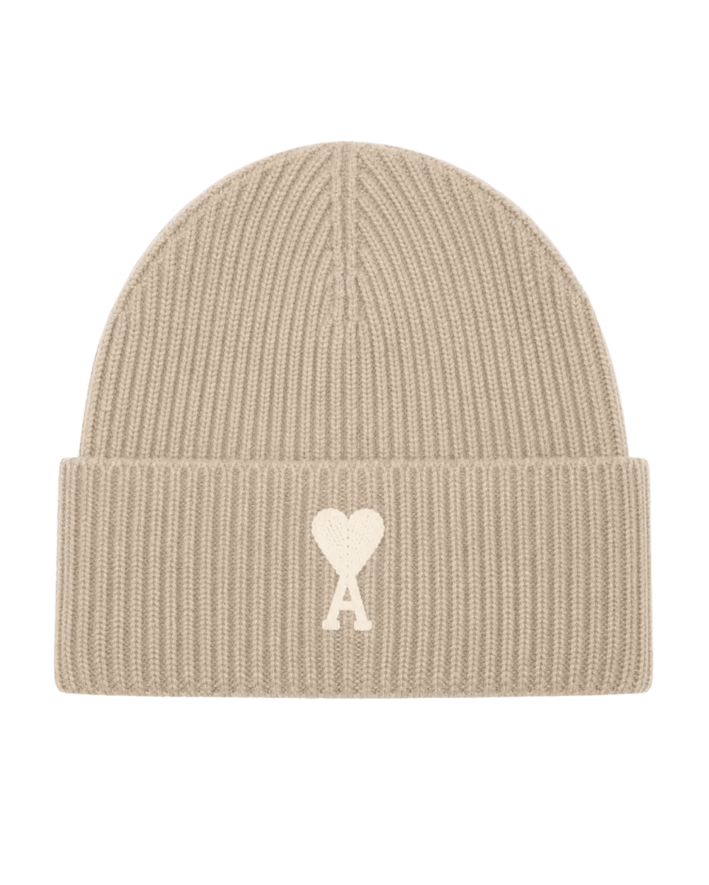 AMI PARIS - Bonnet Ami de Cœur en alpaga mélangé Beige mastic / Écru - Lothaire