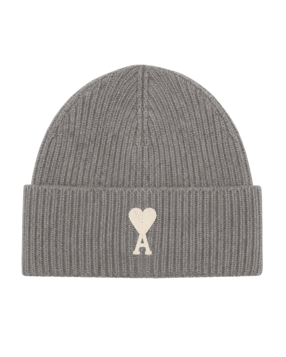 AMI PARIS - Bonnet Ami de Cœur en alpaga mélangé Gris cendre / Écru - Lothaire