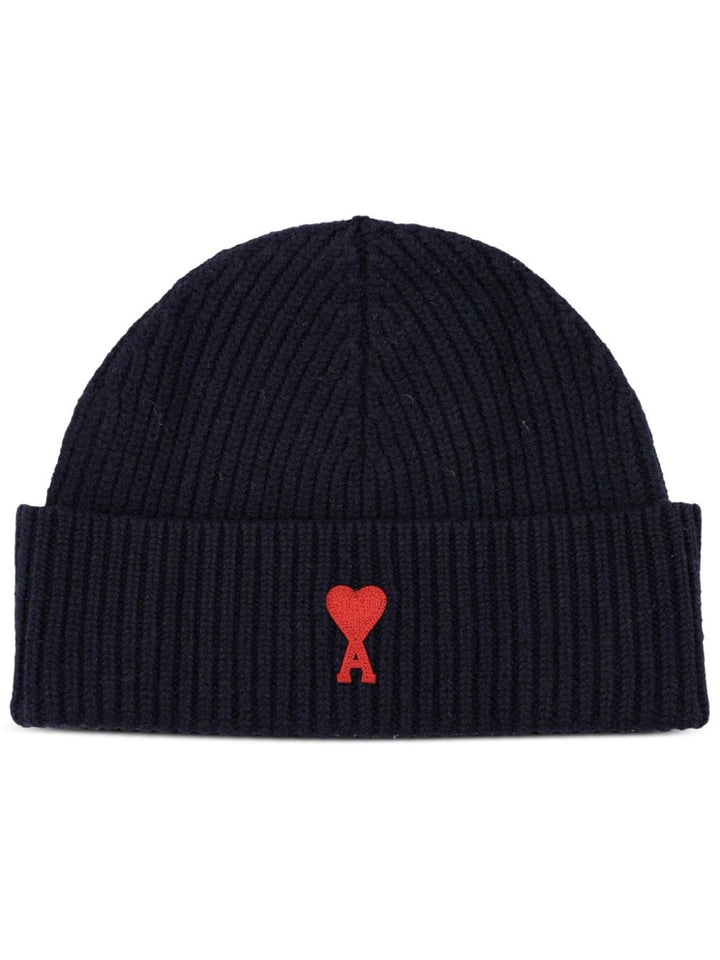 Ami Paris - Bonnet logo marine et rouge - Lothaire
