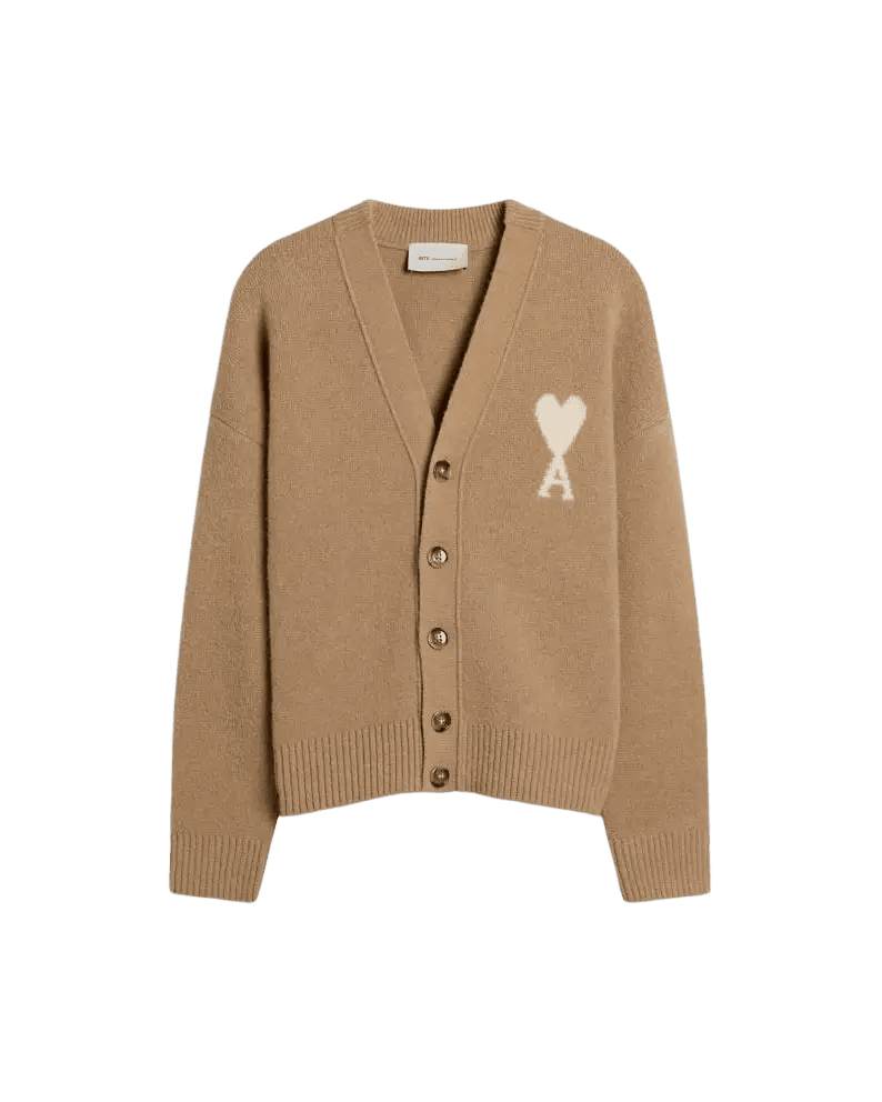 AMI PARIS - Cardigan Ami de Cœur en alpaga Beige taupe / Écru - Lothaire