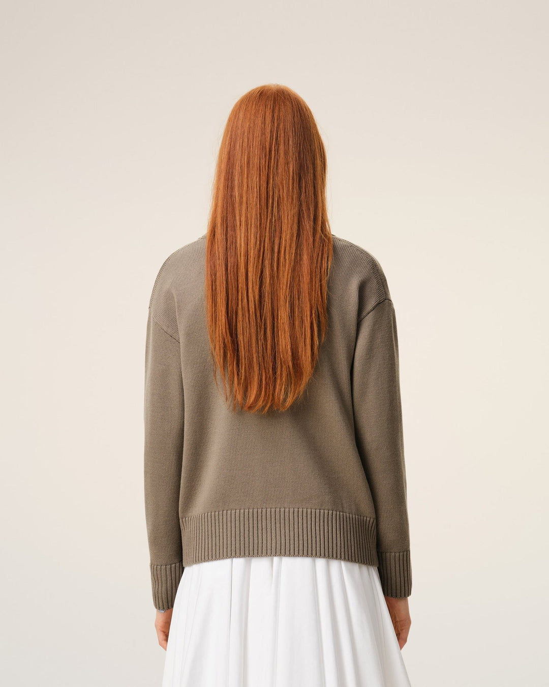 AMI PARIS - Cardigan Ami de Cœur en Laine Beige Taupe / Écru - Lothaire