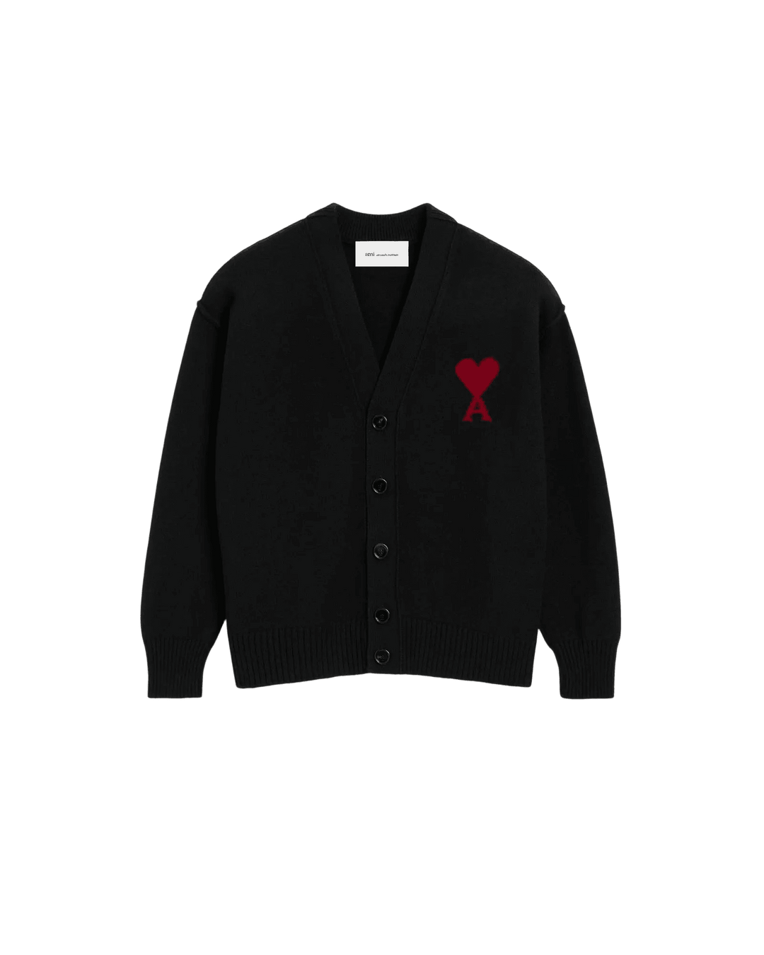 AMI PARIS – Cardigan en laine Ami de Cœur Noir / Rouge - Lothaire
