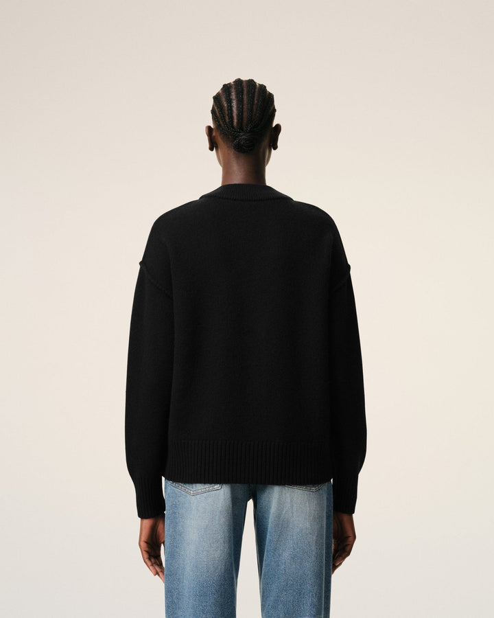 AMI PARIS – Cardigan en laine Ami de Cœur Noir / Rouge - Lothaire