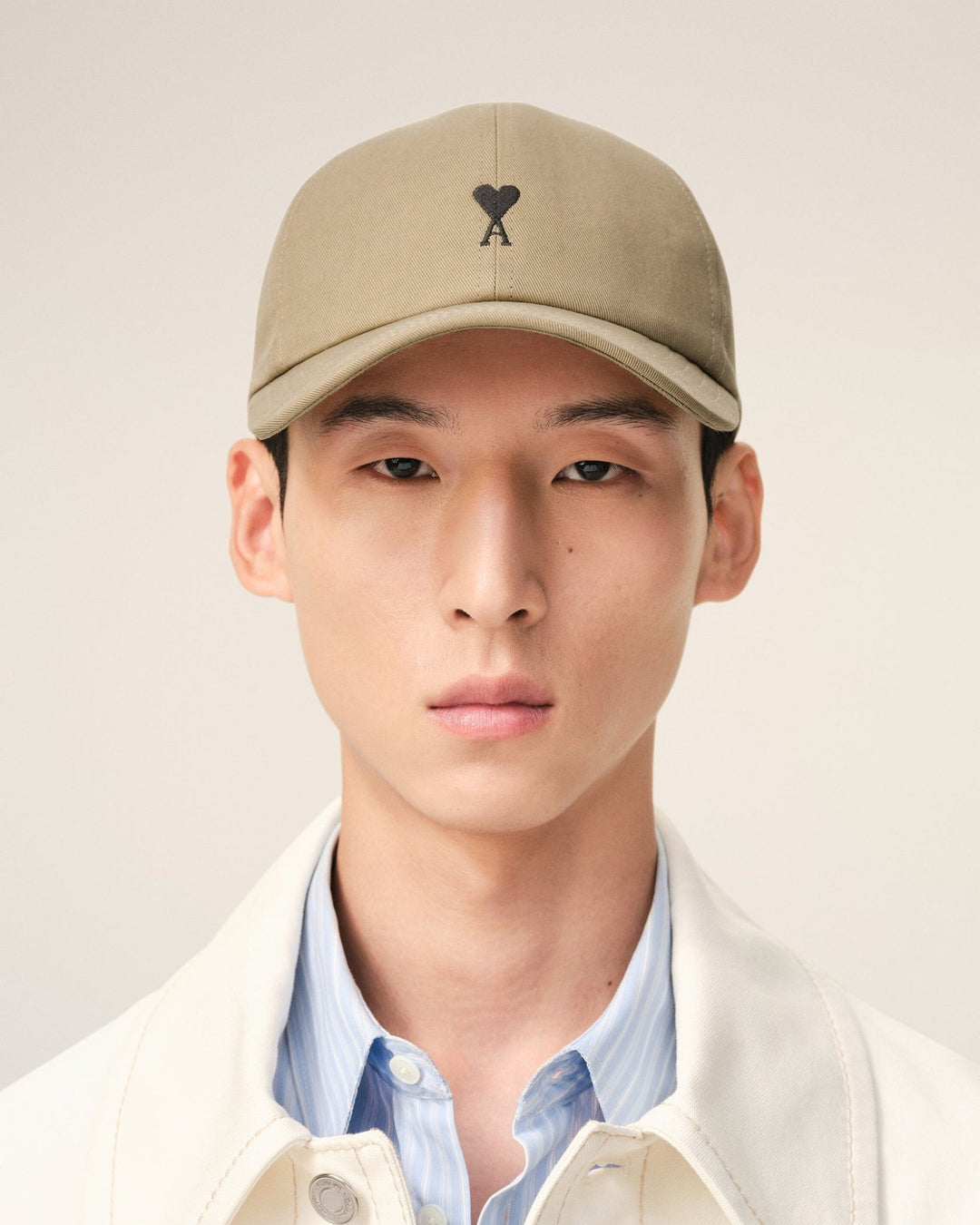 AMI PARIS - Casquette Ami de Cœur en Coton Beige taupe - Lothaire