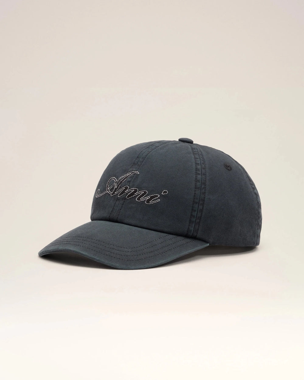 AMI PARIS - Casquette en coton brodée Noir délavé - Lothaire