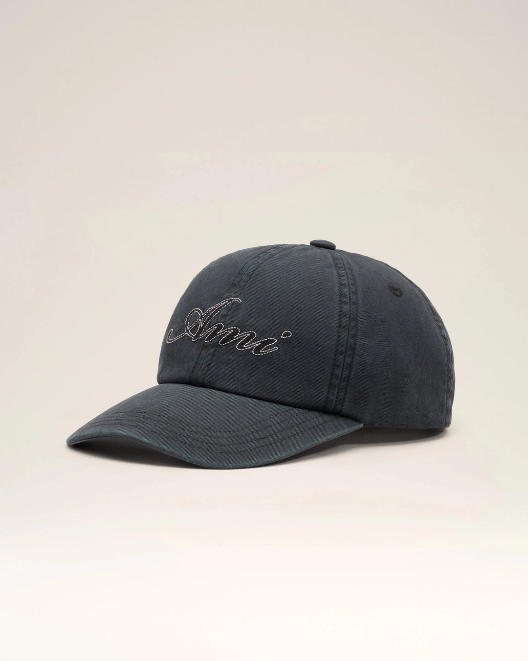 AMI PARIS - Casquette en coton brodée Noir délavé - Lothaire