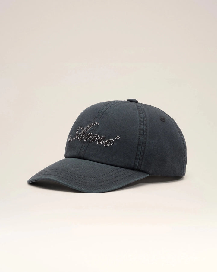 AMI PARIS - Casquette en coton brodée Noir délavé - Lothaire