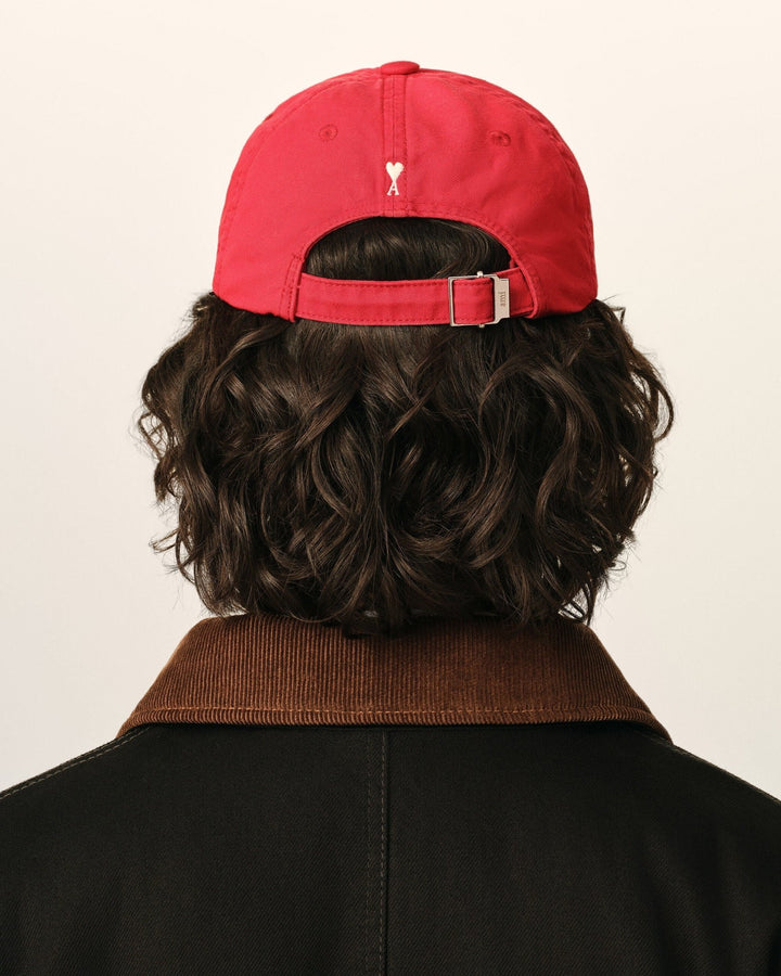 AMI PARIS - Casquette en coton « Thank You For Being a Friend » Rouge rubis délavé - Lothaire