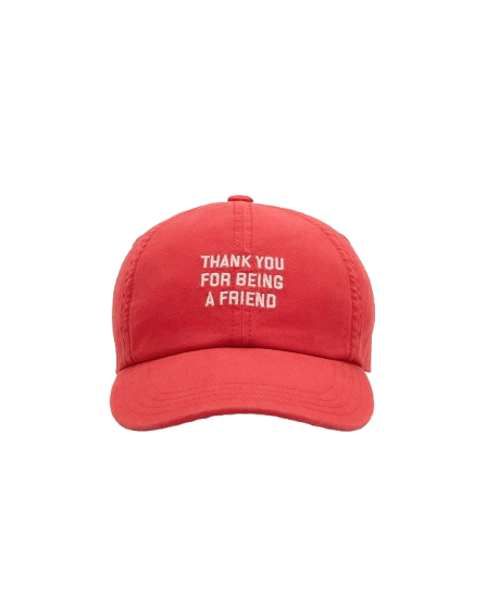 AMI PARIS - Casquette en coton « Thank You For Being a Friend » Rouge rubis délavé - Lothaire