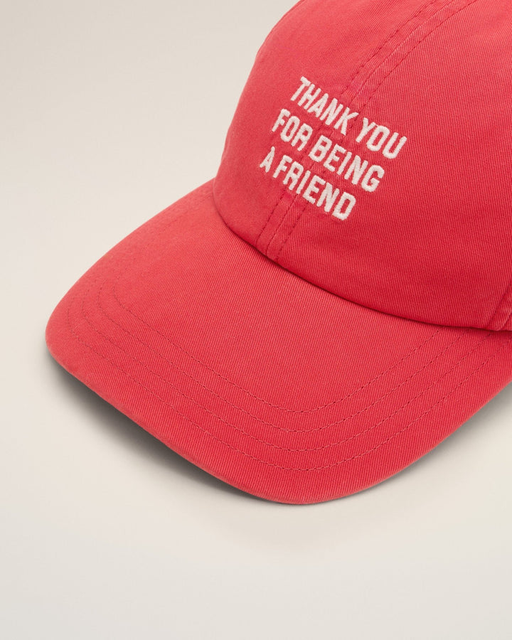 AMI PARIS - Casquette en coton « Thank You For Being a Friend » Rouge rubis délavé - Lothaire