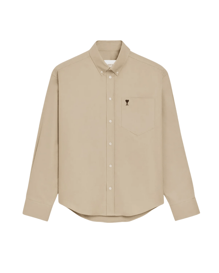 AMI PARIS - Chemise Ami de Coeur Brodée en Coton Beige - Lothaire
