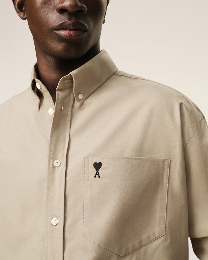 AMI PARIS - Chemise Ami de Coeur Brodée en Coton Beige - Lothaire