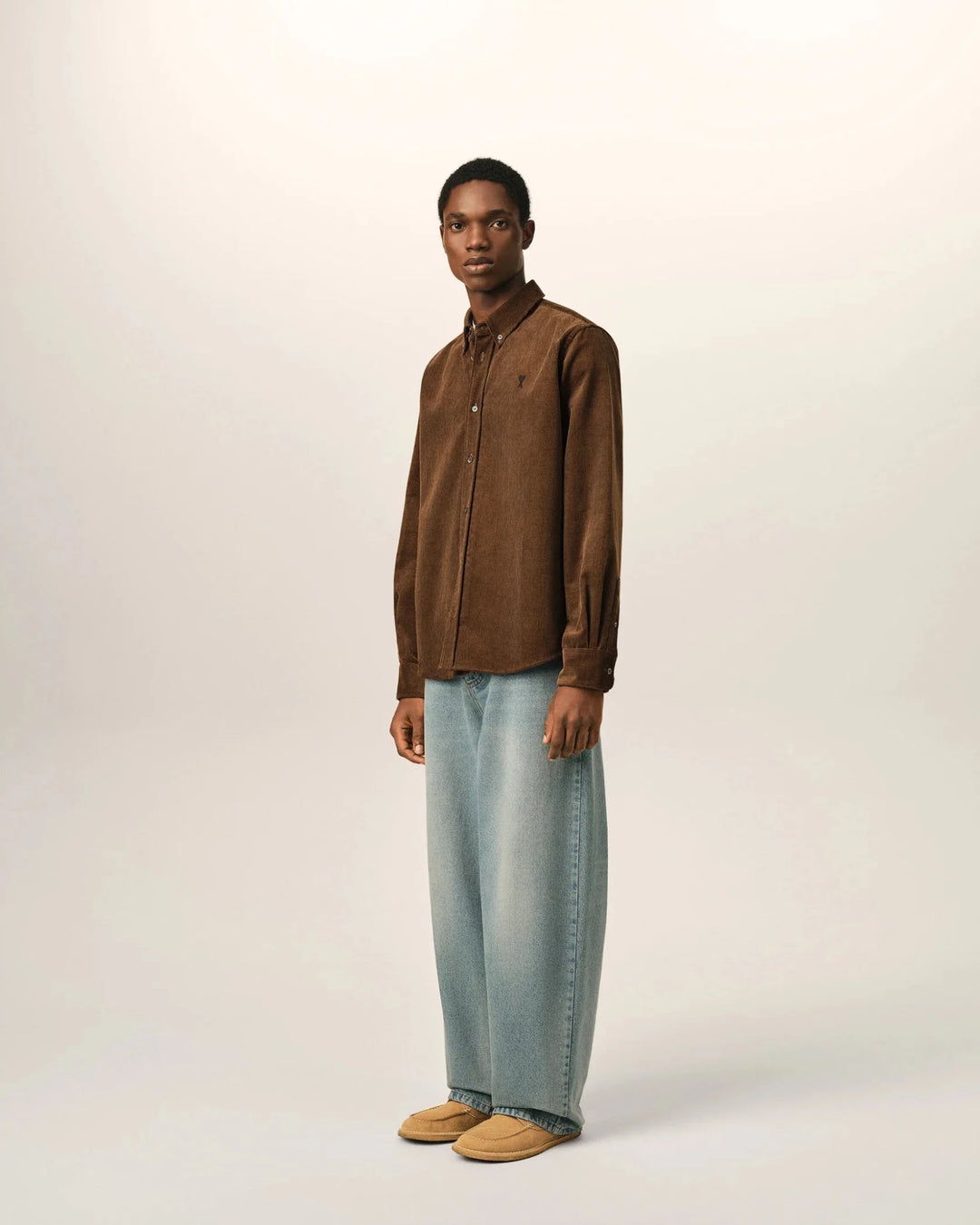 AMI PARIS - Chemise Ami de Cœur en velours Marron chocolat - Lothaire