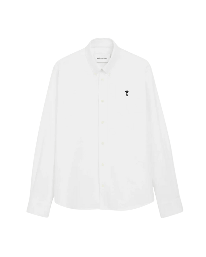 AMI PARIS - Chemise Boutonnée Ami de Coeur en Coton Oxford Blanc naturel - Lothaire