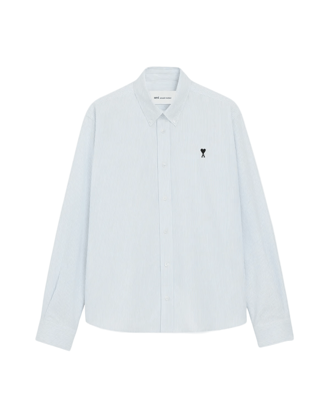 AMI PARIS - Chemise Boutonnée Ami de Coeur en Coton Oxford Bleu ciel à rayures - Lothaire