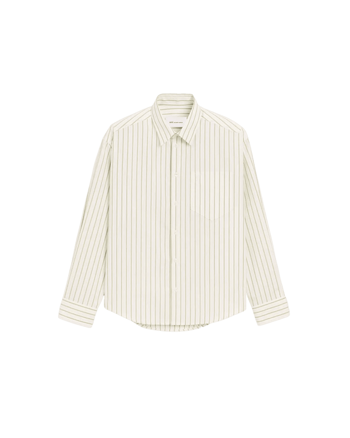 AMI PARIS - Chemise boxy Ami De Coeur en coton rayé Blanc / Vert Matcha - Lothaire