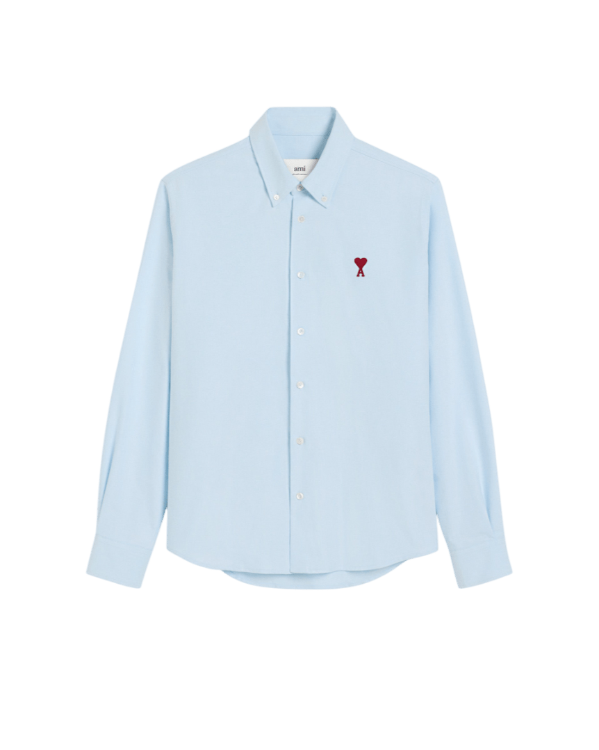 AMI PARIS - CHEMISE COL BOUTONNÉ AMI DE COEUR EN COTON Bleu ciel - Lothaire