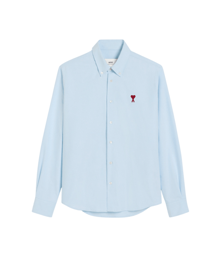 AMI PARIS - CHEMISE COL BOUTONNÉ AMI DE COEUR EN COTON Bleu ciel - Lothaire