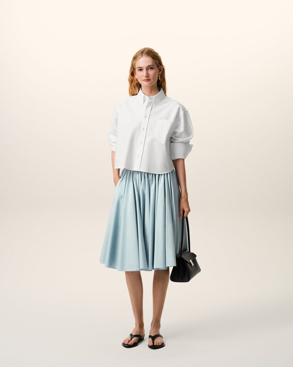 AMI PARIS – Chemise courte en coton Ami de Cœur embossé Blanc naturel - Lothaire