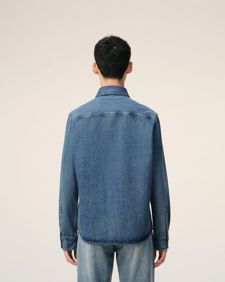 AMI PARIS - Chemise Denim Ami De Coeur en Coton Bleu délavé - Lothaire