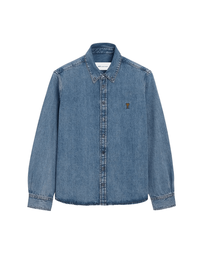 AMI PARIS - Chemise Denim Ami De Coeur en Coton Bleu délavé - Lothaire