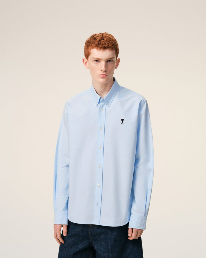 AMI PARIS - Chemise Oxford Ami De Coeur en Coton Bleu ciel - Lothaire