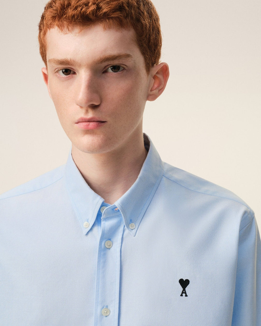 AMI PARIS - Chemise Oxford Ami De Coeur en Coton Bleu ciel - Lothaire