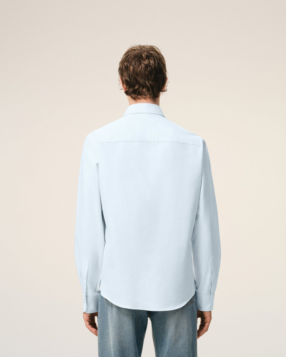 AMI PARIS – Chemise Oxford en coton rayé Ami de Cœur Bleu ciel / Blanc naturel - Lothaire