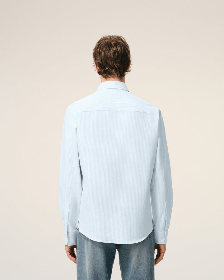 AMI PARIS – Chemise Oxford en coton rayé Ami de Cœur Bleu ciel / Blanc naturel - Lothaire