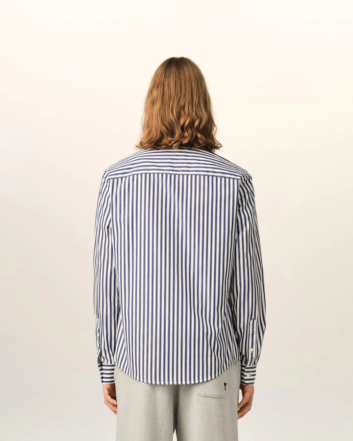 AMI PARIS - Chemise rayée Ami de Cœur en coton Bleu roi / Blanc - Lothaire