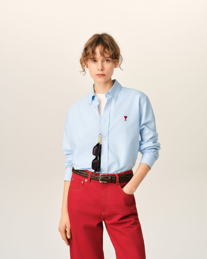 AMI PARIS - Chemise unisexe Ami de Cœur en coton Oxford Bleu ciel - Lothaire