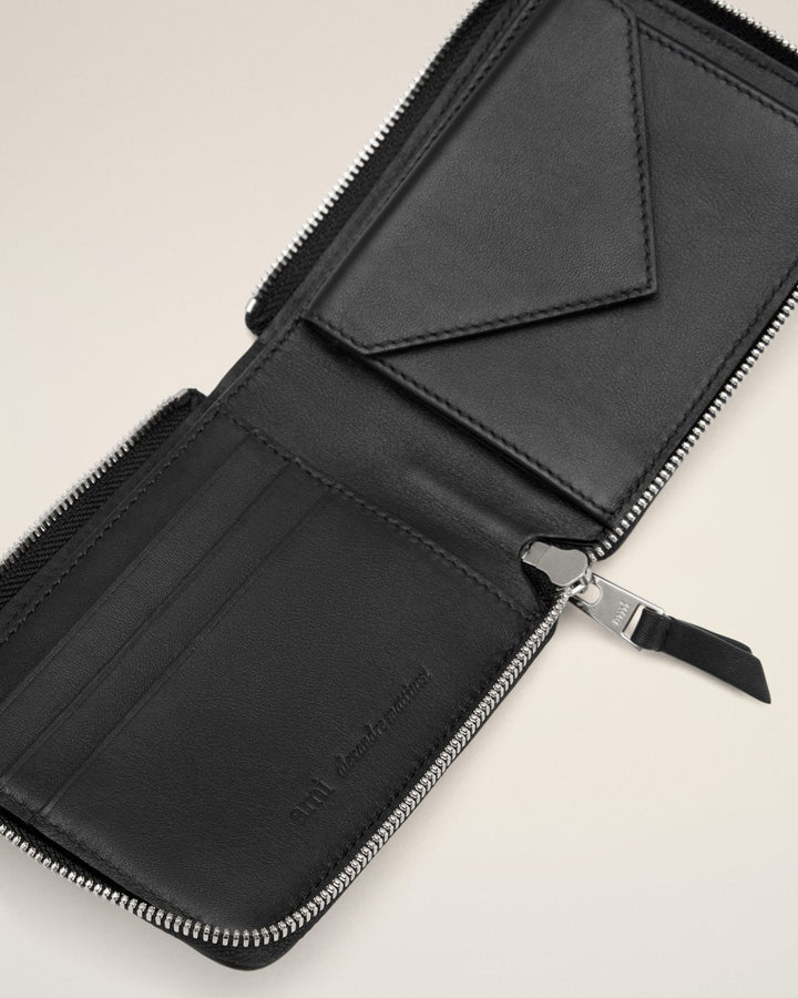 AMI PARIS - Cowhide Leather Ami De Coeur Compact Wallet Noir - Lothaire