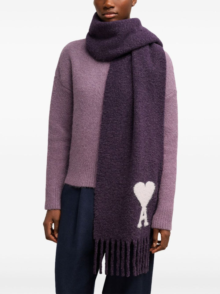 Ami Paris - Echarpe oversize à logo brodé violette - Lothaire