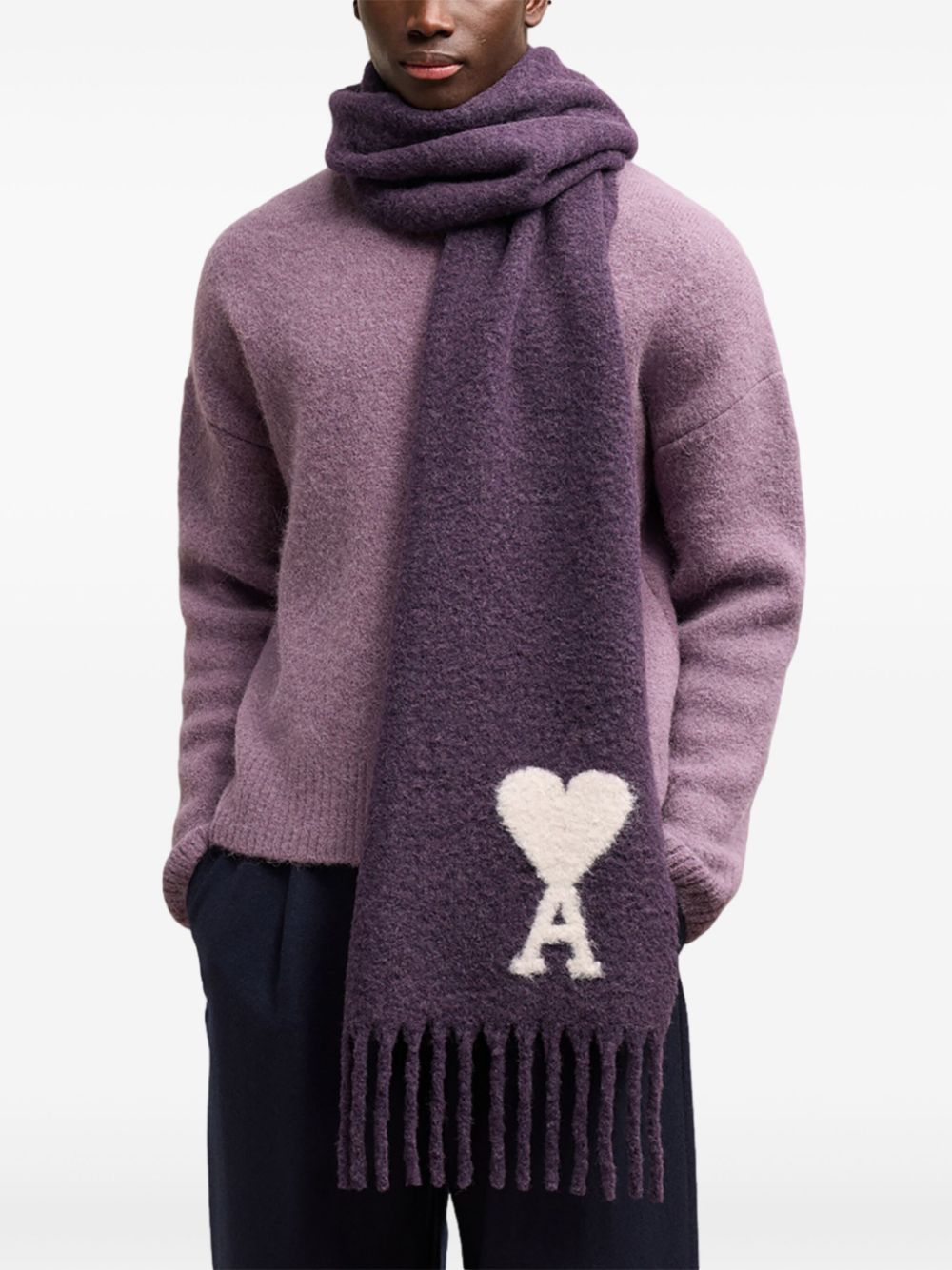 Ami Paris - Echarpe oversize à logo brodé violette - Lothaire