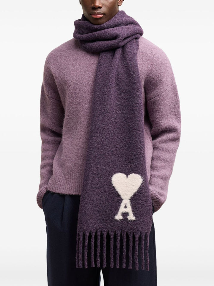 Ami Paris - Echarpe oversize à logo brodé violette - Lothaire