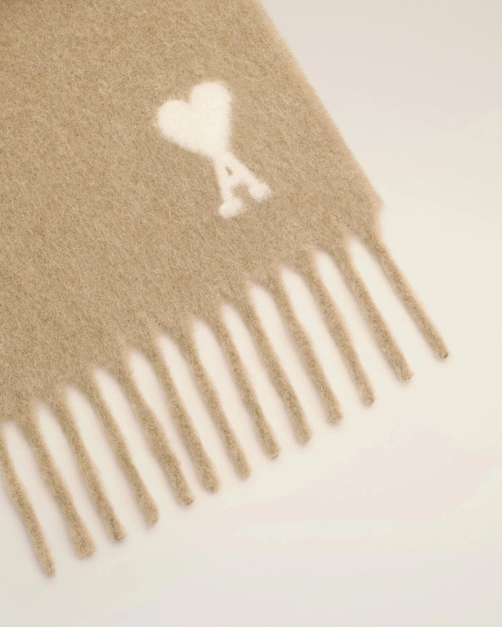 AMI PARIS - Écharpe oversize Ami de Cœur en alpaga Beige mastic - Lothaire
