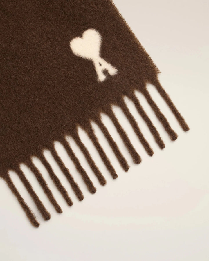 AMI PARIS - Écharpe oversize Ami de Coeur en alpaga Marron - Lothaire