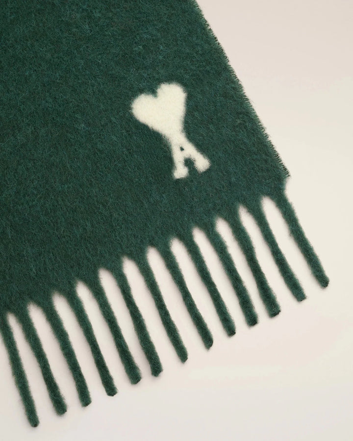 AMI PARIS - Écharpe oversize Ami de Cœur en alpaga Vert bouteille - Lothaire