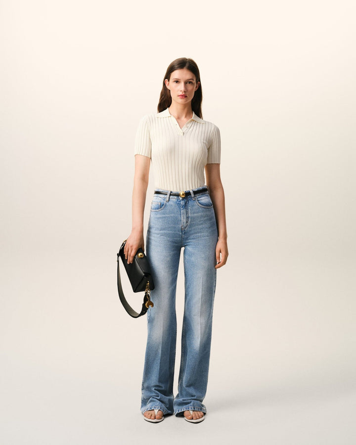 AMI PARIS - Flare Fit Jeans in Used Indigo Denim - Lothaire