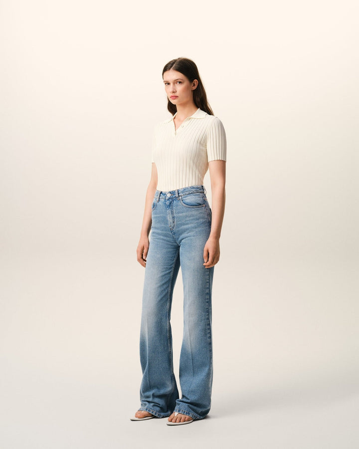 AMI PARIS - Flare Fit Jeans in Used Indigo Denim - Lothaire