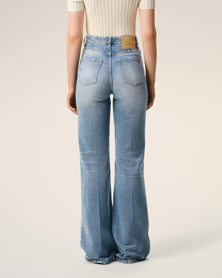 AMI PARIS - Flare Fit Jeans in Used Indigo Denim - Lothaire