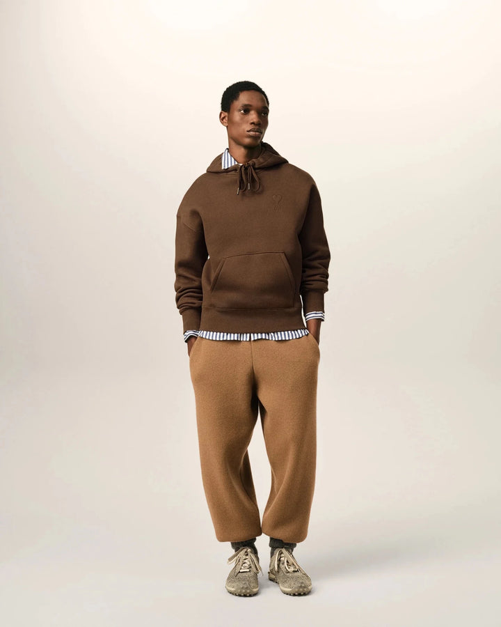 AMI PARIS - Hoodie Ami de Coeur embossé Marron chocolat - Lothaire