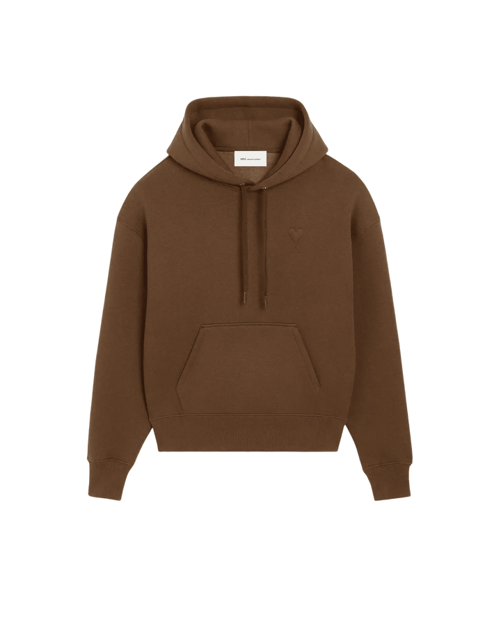 AMI PARIS - Hoodie Ami de Coeur embossé Marron chocolat - Lothaire