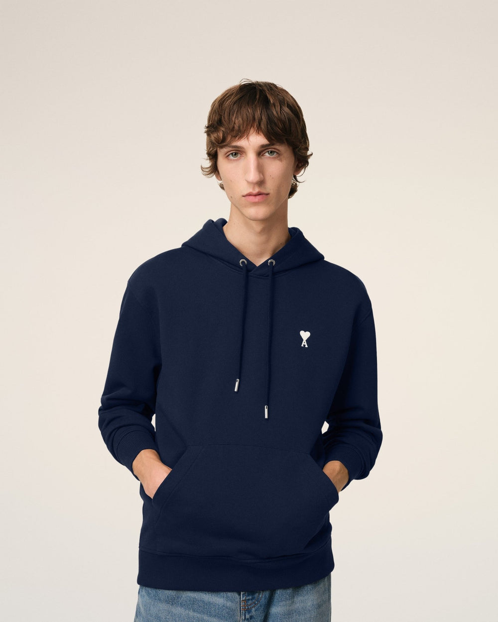 AMI PARIS HOODIE BLEU MARINE AMI DE COEUR EN COTON Bleu marine - Lothaire