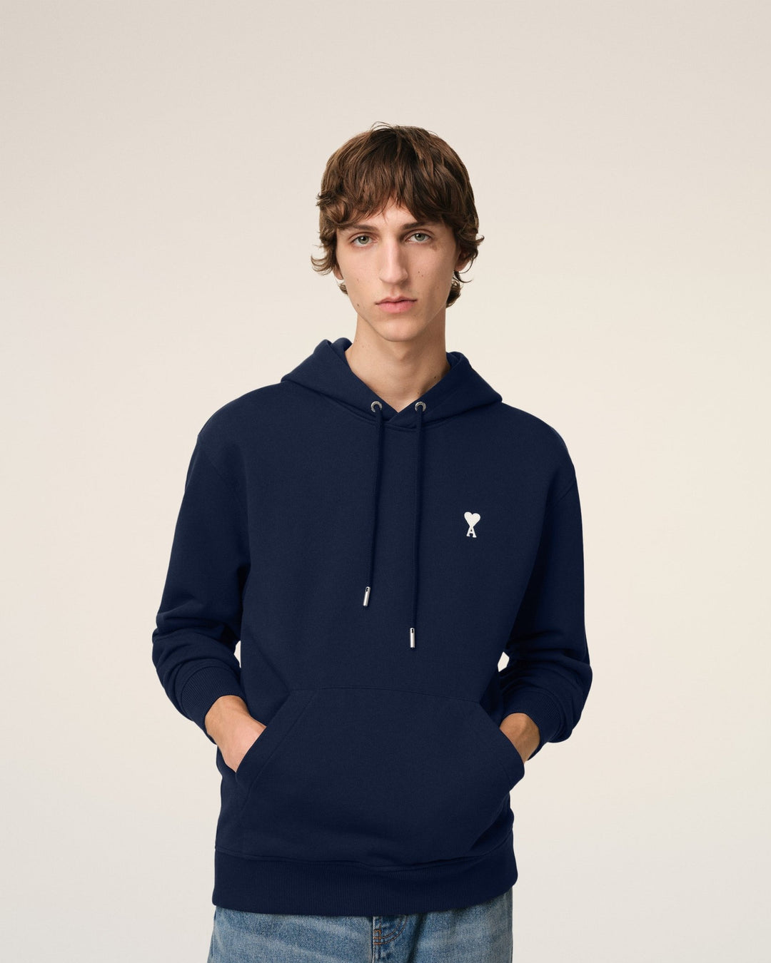 AMI PARIS HOODIE BLEU MARINE AMI DE COEUR EN COTON Bleu marine - Lothaire