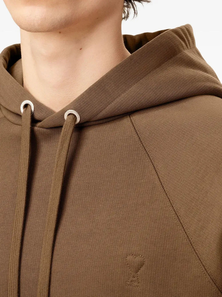 AMI PARIS - Hoodie en coton à logo marron noisette - Lothaire
